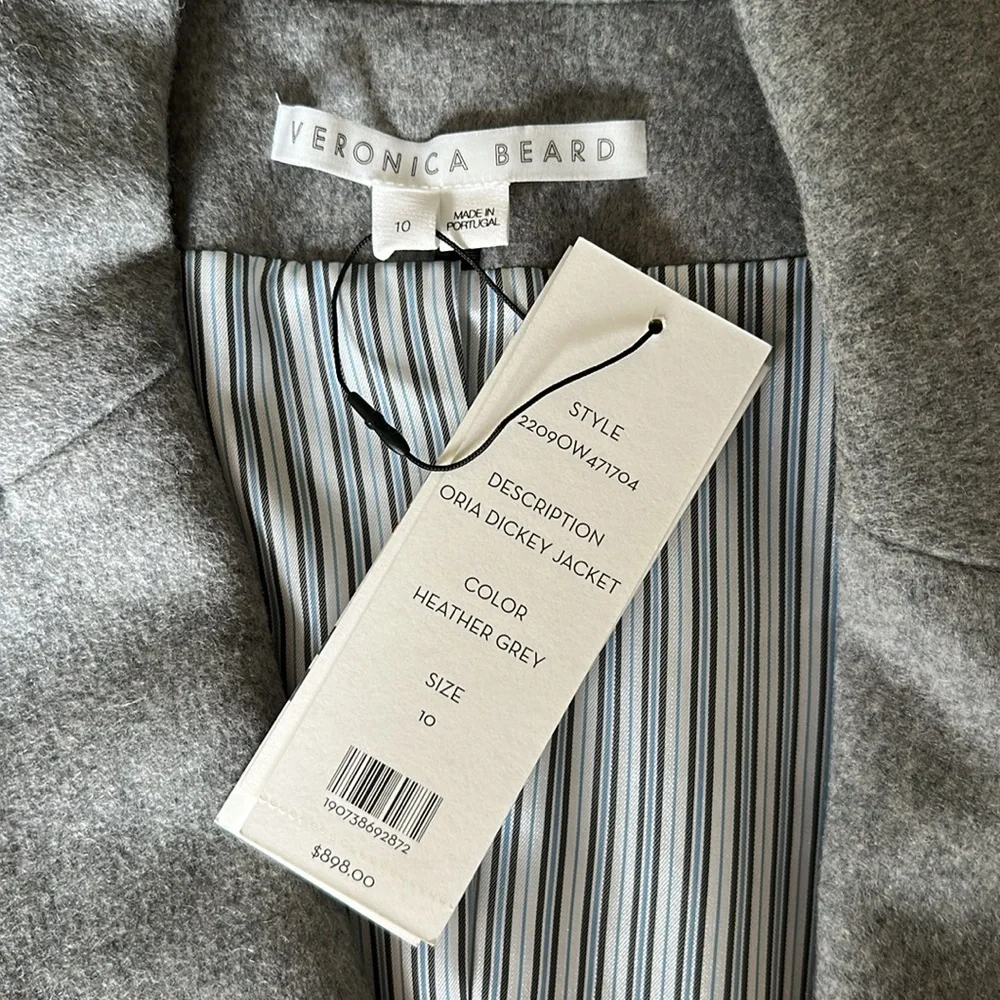 Veronica Beard Double-Breasted Gray Wool Blazer - Picture 4 of 4